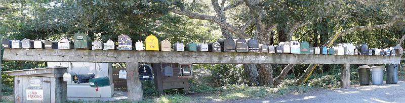Mailbox Panorama copy.jpg - California is full of some weird people. I guess mailboxes aren't that weird in themselves, but where we were and the paint job given to some of them definitely was werid.